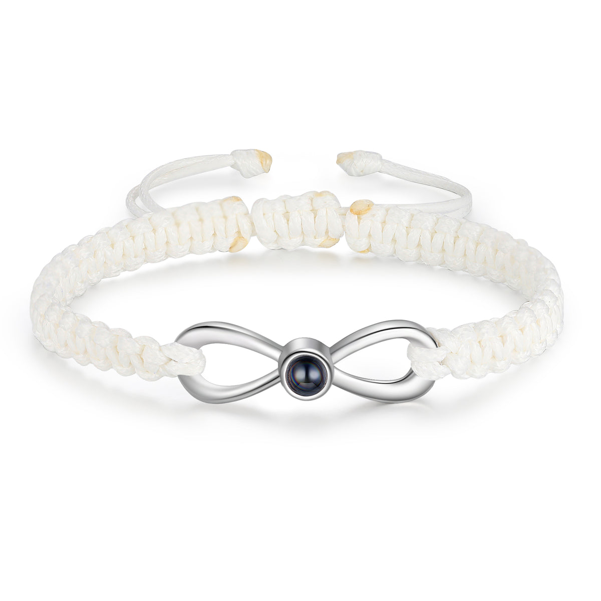 Infinity Photo Projection Braided Bracelet, White