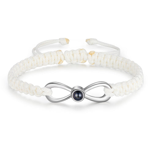 Infinity Photo Projection Braided Bracelet, White