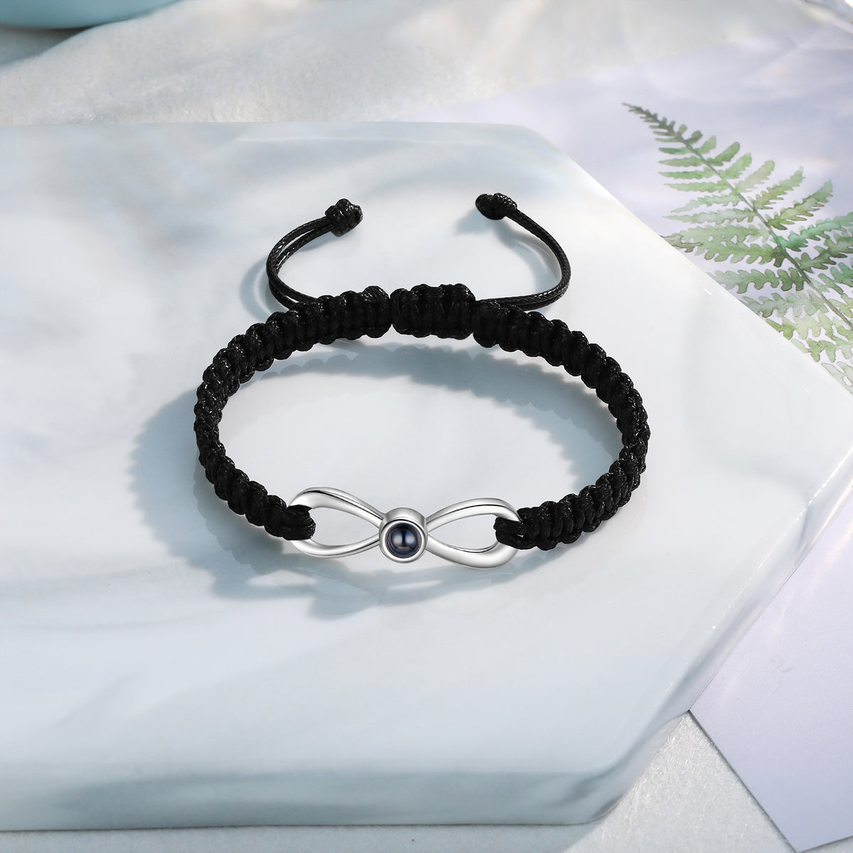 Infinity Photo Projection Braided Bracelet, Black