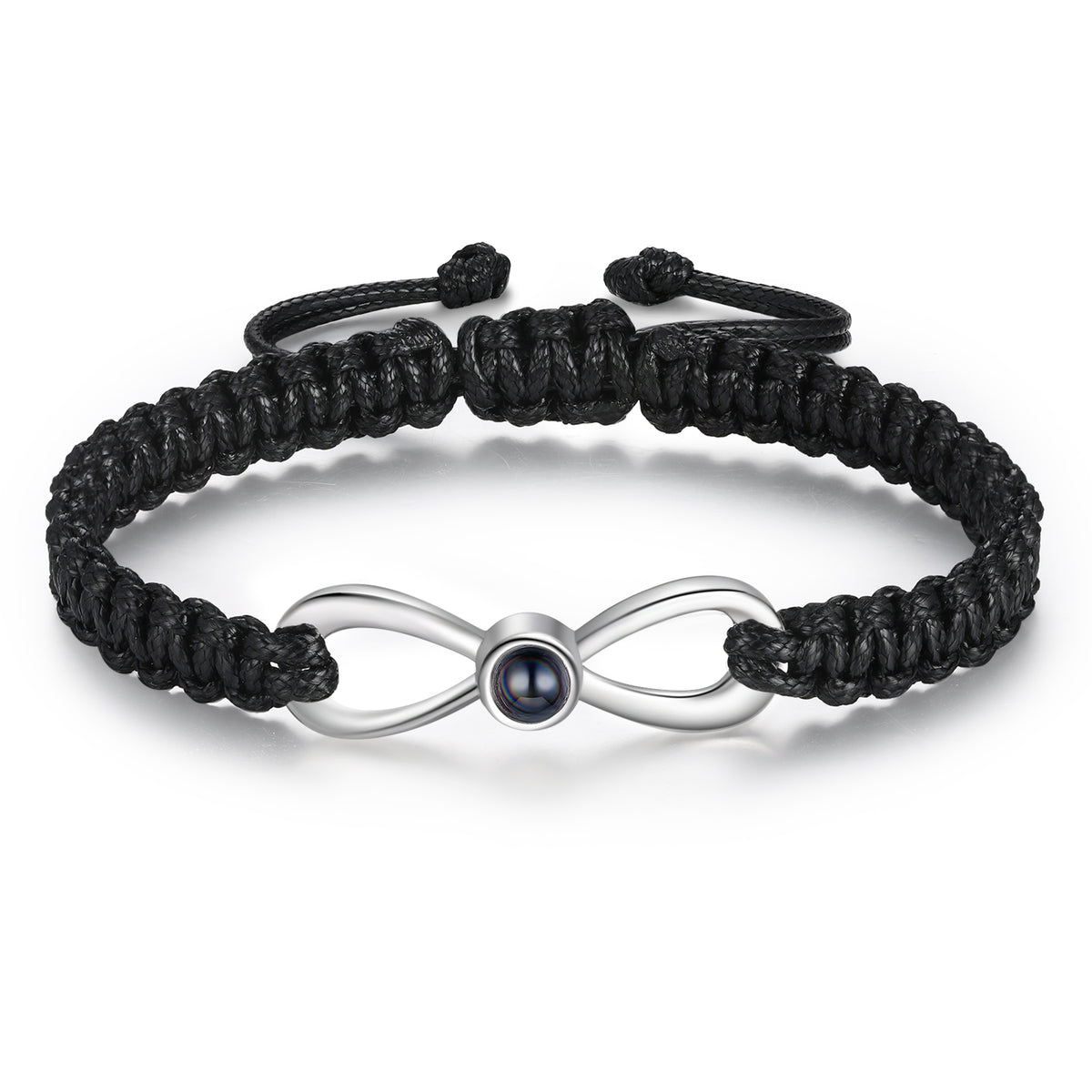 Infinity Photo Projection Braided Bracelet, Black
