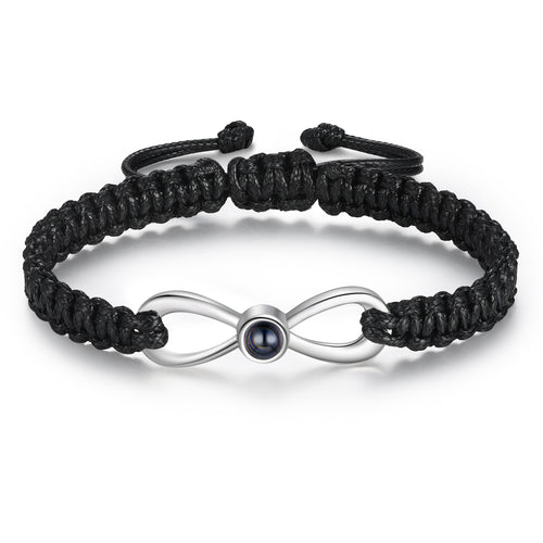 Infinity Photo Projection Braided Bracelet, Black