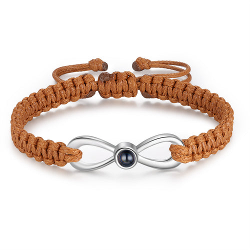 Infinity Photo Projection Braided Bracelet, Brown