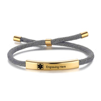 Personalized Rope Medical ID Bar Bracelet