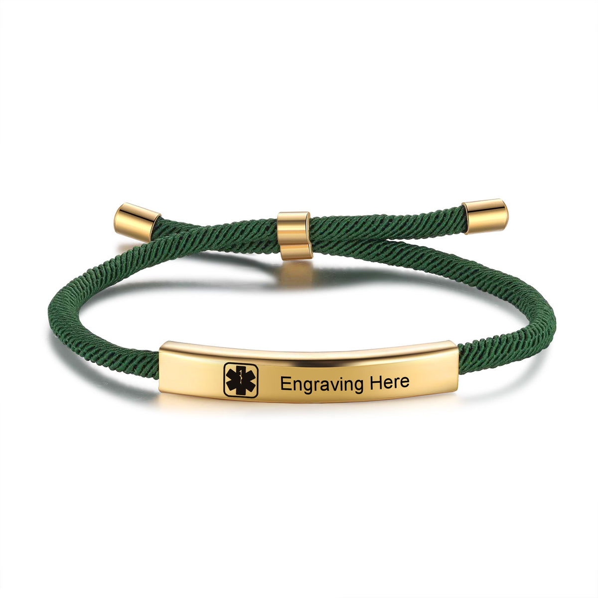 Personalized Rope Medical ID Bar Bracelet