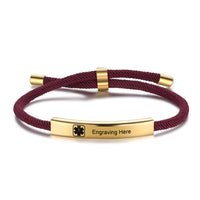 Personalized Rope Medical ID Bar Bracelet