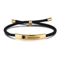 Personalized Rope Medical ID Bar Bracelet