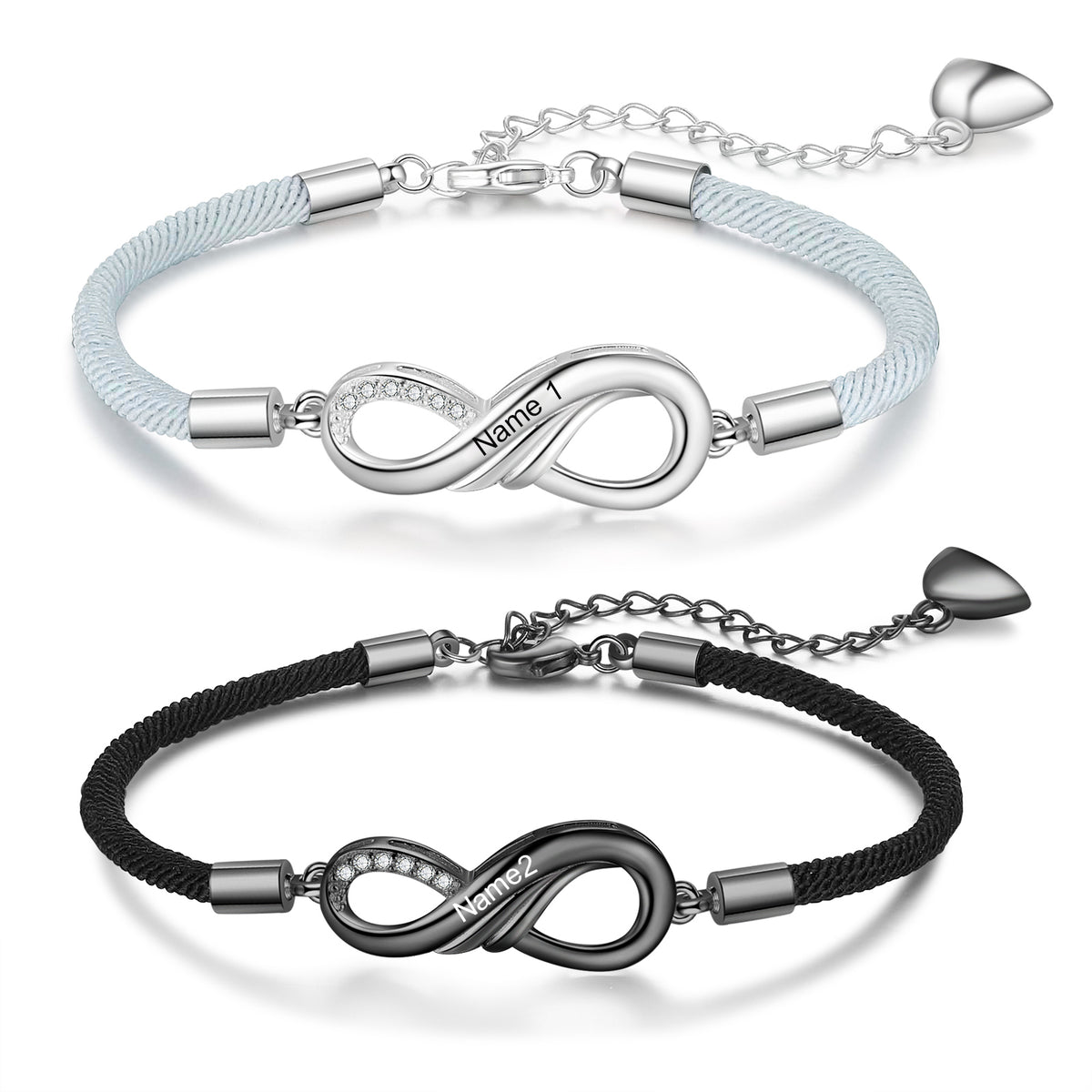 Personalized Infinity Couple Rope Bracelet Set