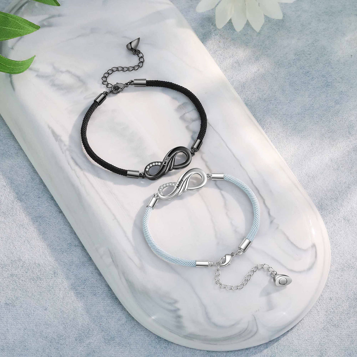 Personalized Infinity Couple Rope Bracelet Set