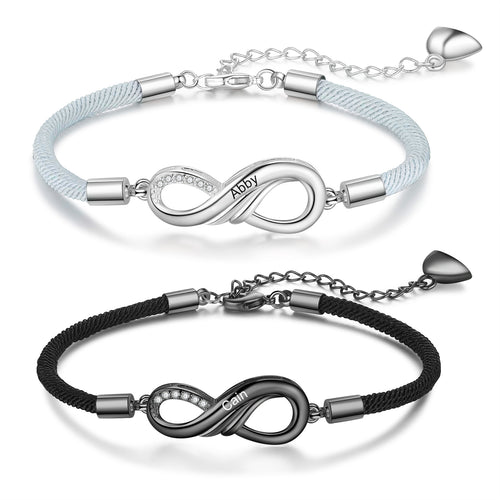 Personalized Infinity Couple Rope Bracelet Set