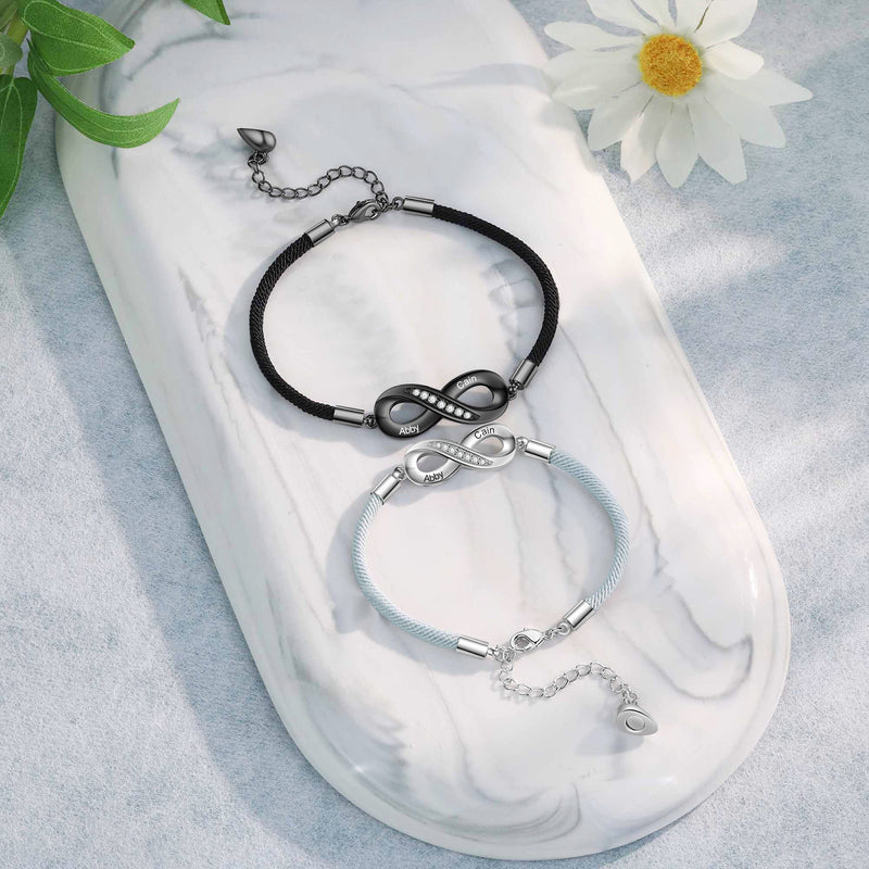 Personalized Sparkling Infinity Couple Bracelets