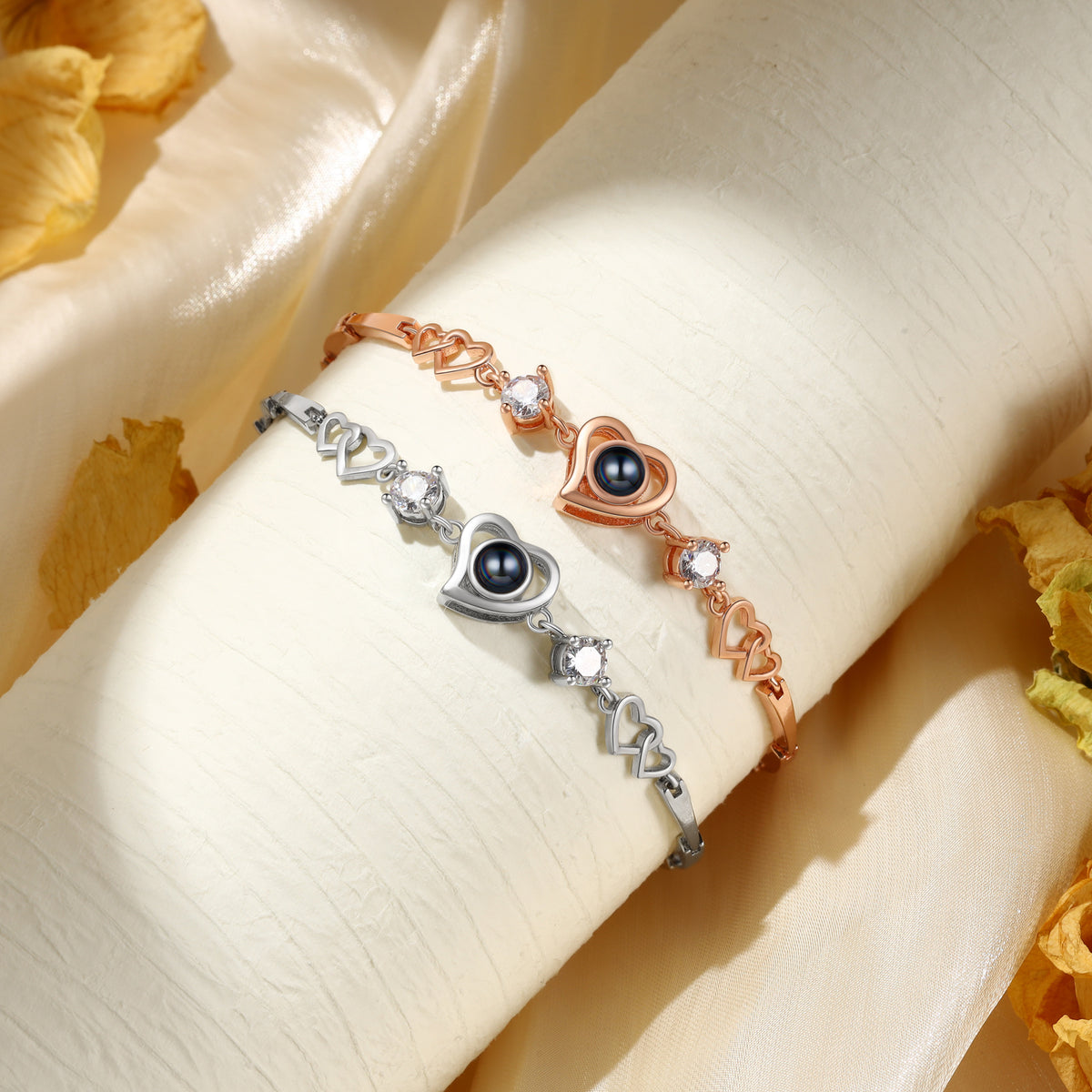 Rose or White Gold Photo Projection Bracelet