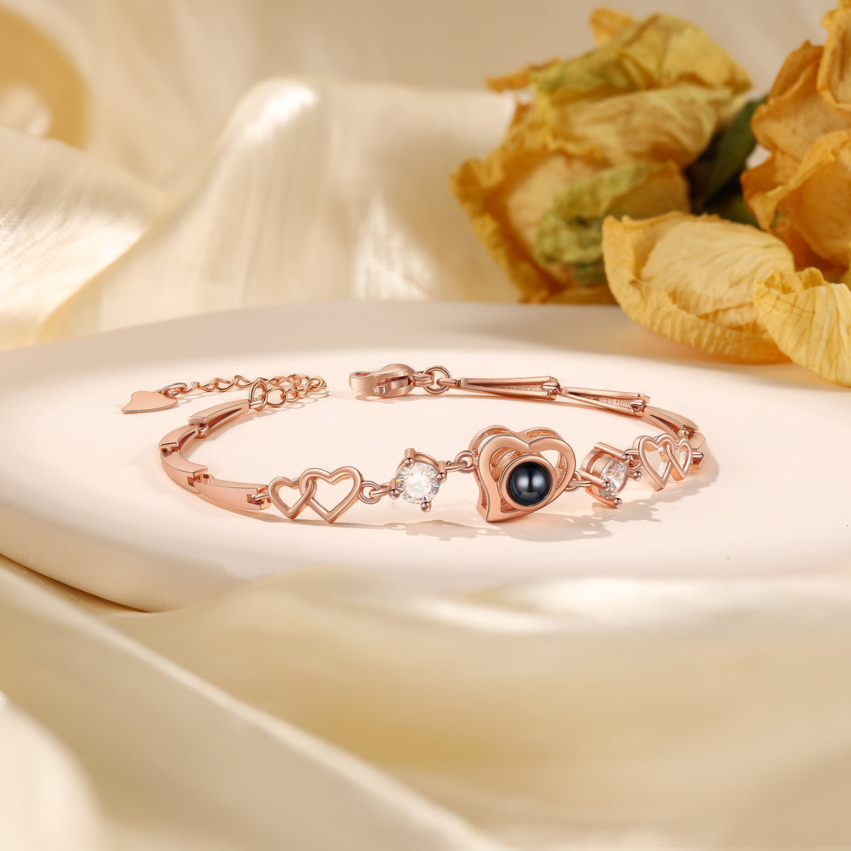 Rose or White Gold Photo Projection Bracelet