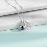 Paw Heart Photo Projection Necklace with Text