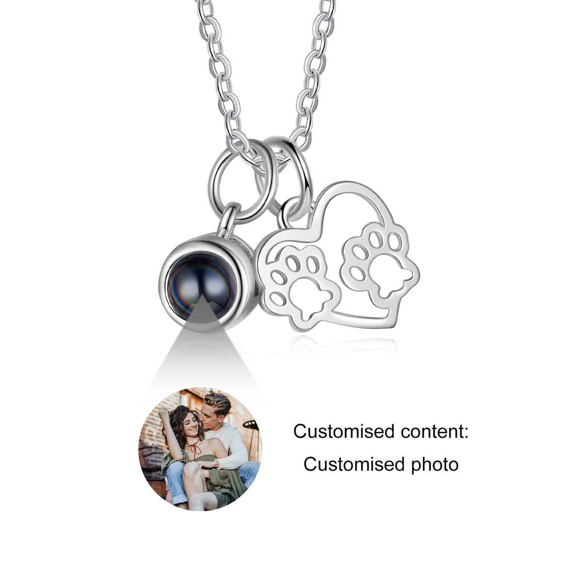 Paw Heart Photo Projection Necklace