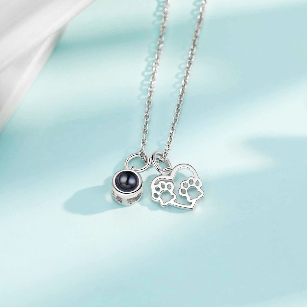 Paw Heart Photo Projection Necklace
