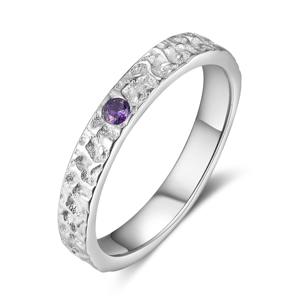 Personalized Textured Birthstone Ring