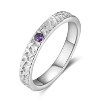 Personalized Textured Birthstone Ring
