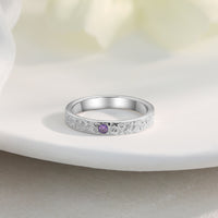 Personalized Textured Birthstone Ring
