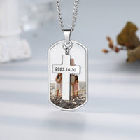 Men's Photo Dog Tag Cross Necklace