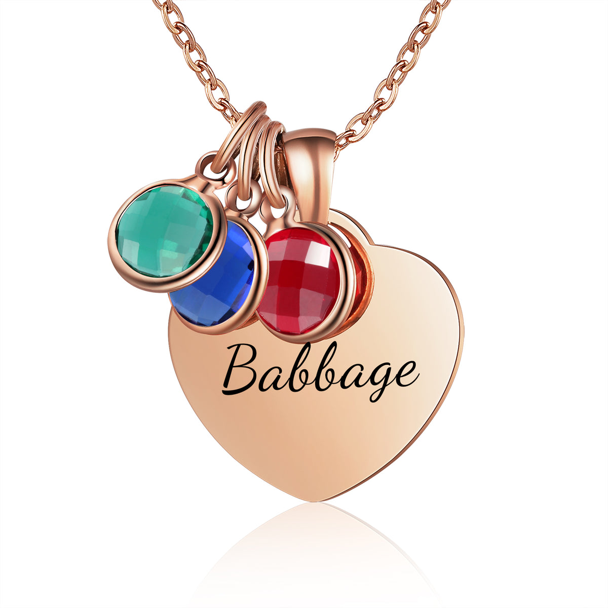 Personalized Heart Name Necklace with Birthstone Charms