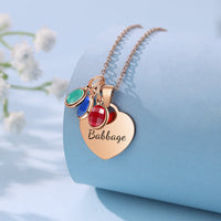 Personalized Heart Name Necklace with Birthstone Charms