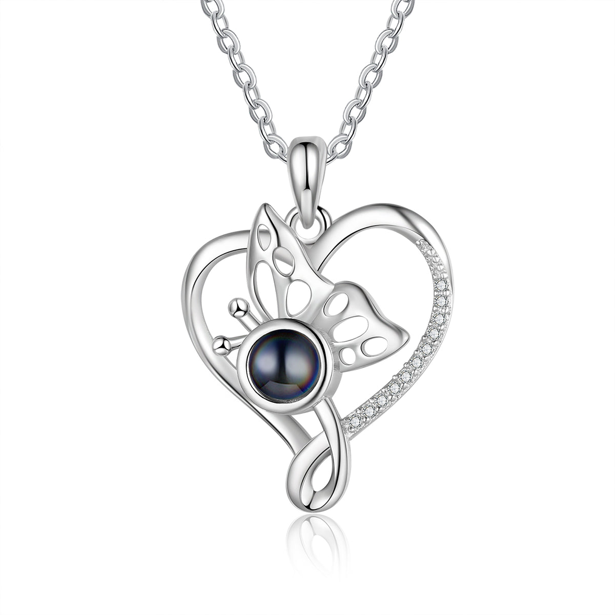 Butterfly Heart Photo Projection Necklace
