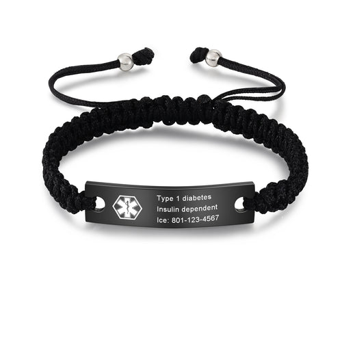 Personalized Braided Medical ID Bracelet