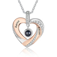 Two Name Heart Photo Projection Necklace