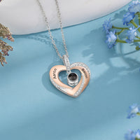 Two Name Heart Photo Projection Necklace