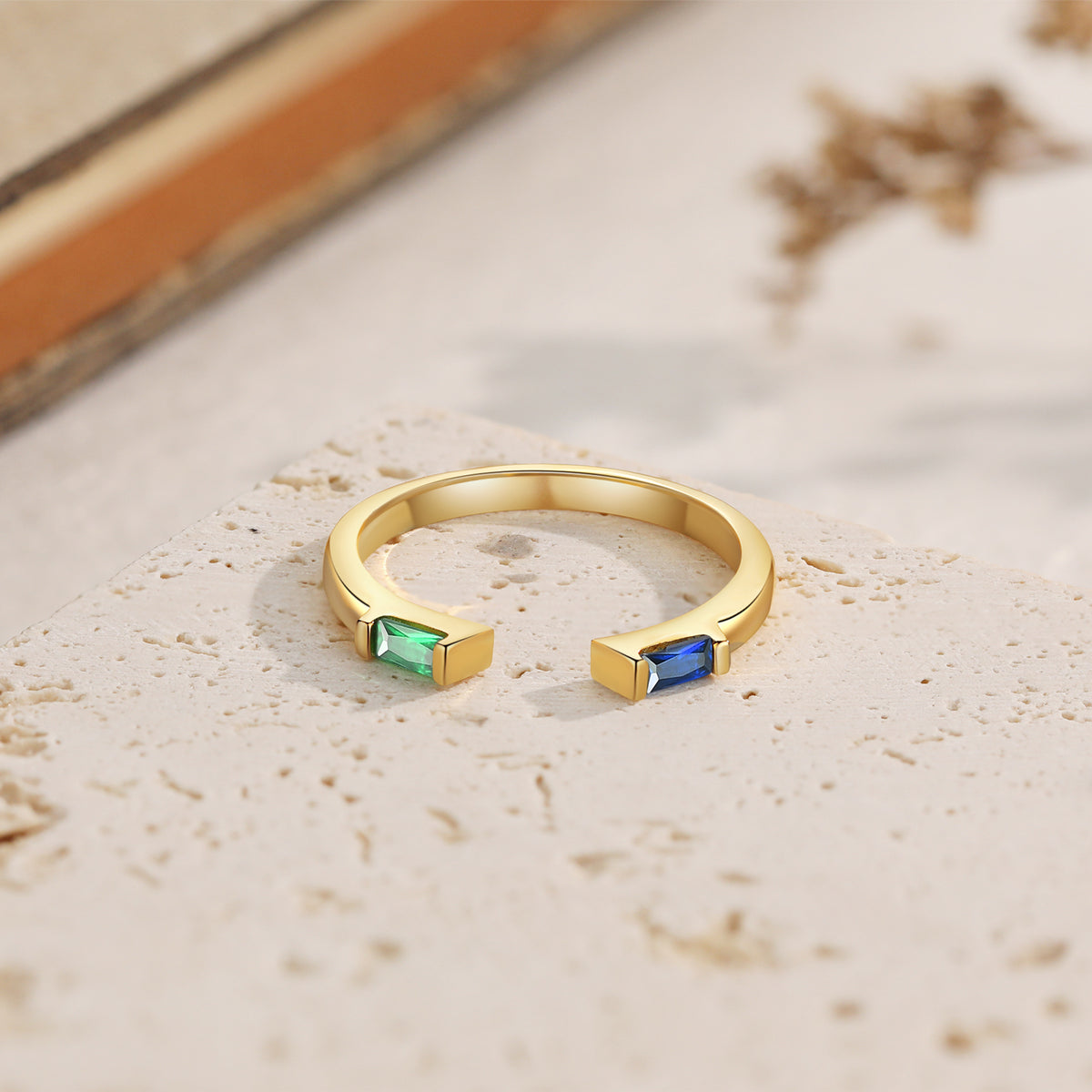 Personalized Open Two Birthstone Ring
