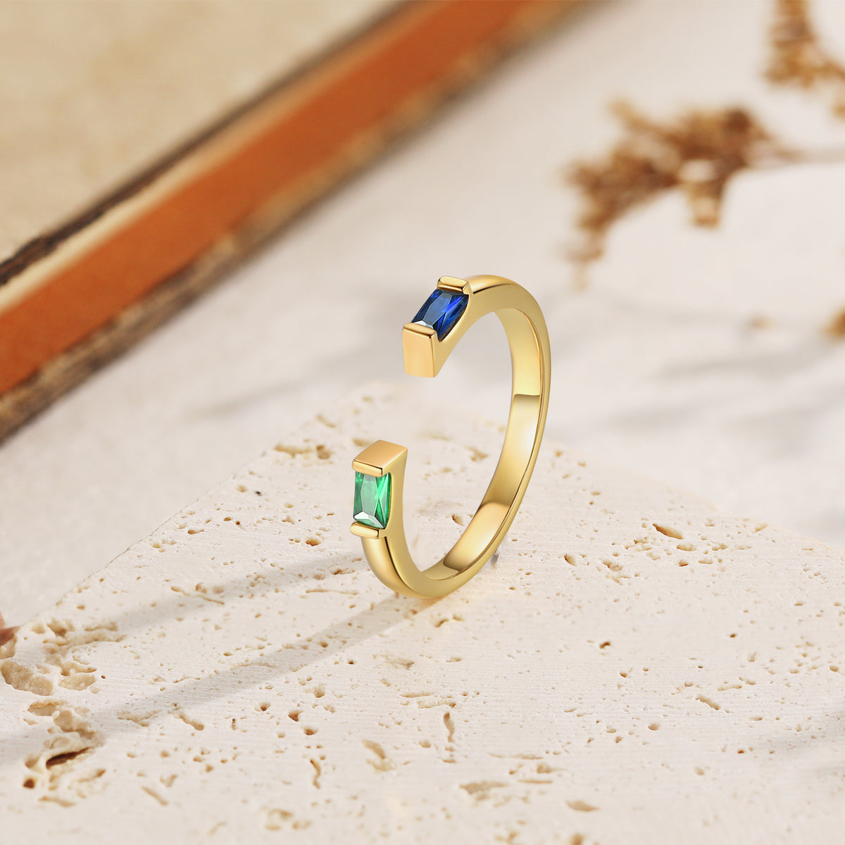 Personalized Open Two Birthstone Ring