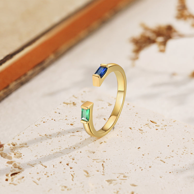 Personalized Open Two Birthstone Ring