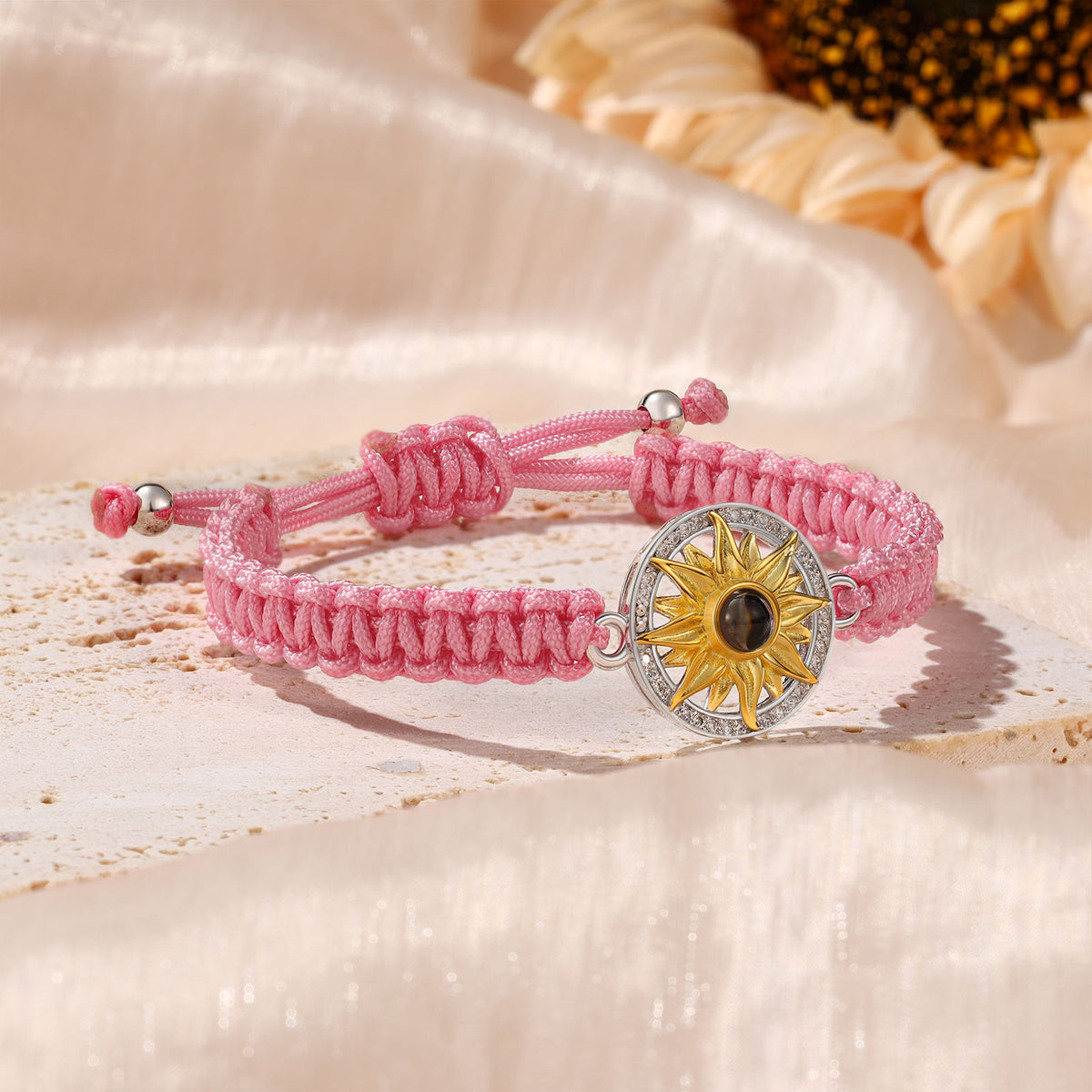 Sunflower Photo Projection Braided Bracelet