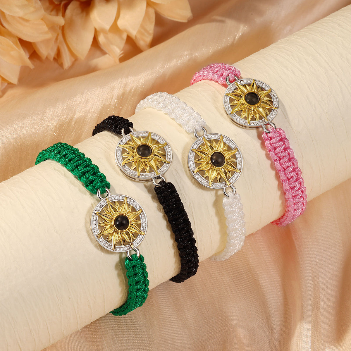 Sunflower Photo Projection Braided Bracelet