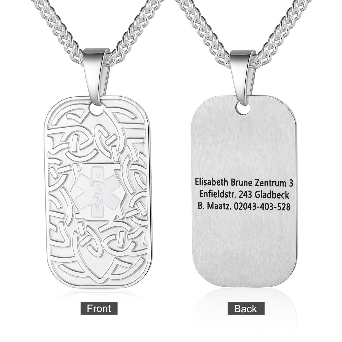 Personalized Medical ID Dog Tag Necklace