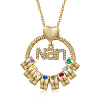 Personalized Name Circle Necklace with Birthstone Charms