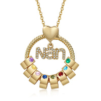 Personalized Name Circle Necklace with Birthstone Charms