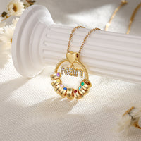 Personalized Name Circle Necklace with Birthstone Charms