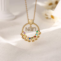 Personalized Name Circle Necklace with Birthstone Charms