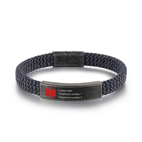 Men's Braided Medical ID Bracelet