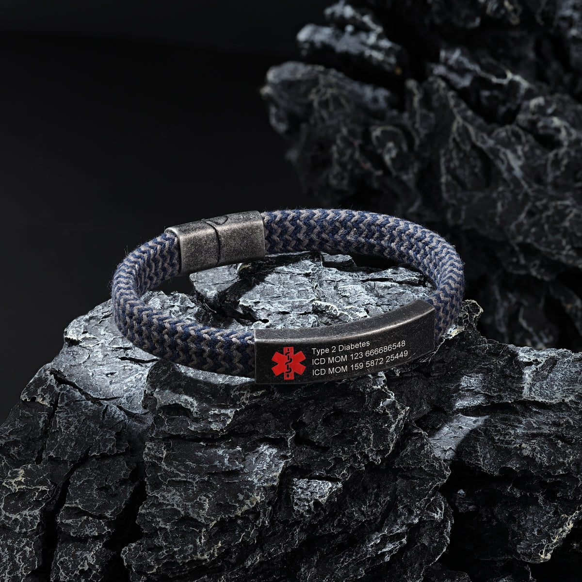 Men's Braided Medical ID Bracelet