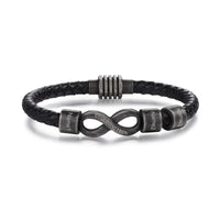 Men's Infinity Leather Name Bead Bracelet