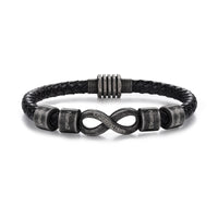 Men's Infinity Leather Name Bead Bracelet