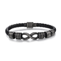 Men's Infinity Leather Name Bead Bracelet