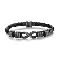 Men's Infinity Leather Name Bead Bracelet