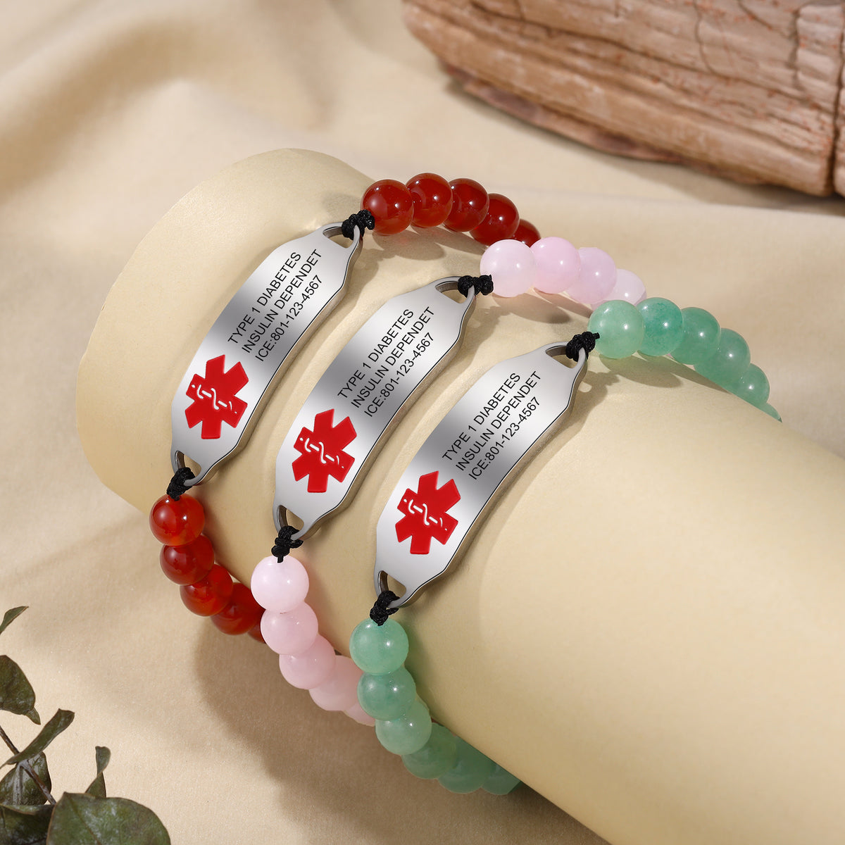 Personalized Beaded Medical ID Bracelet