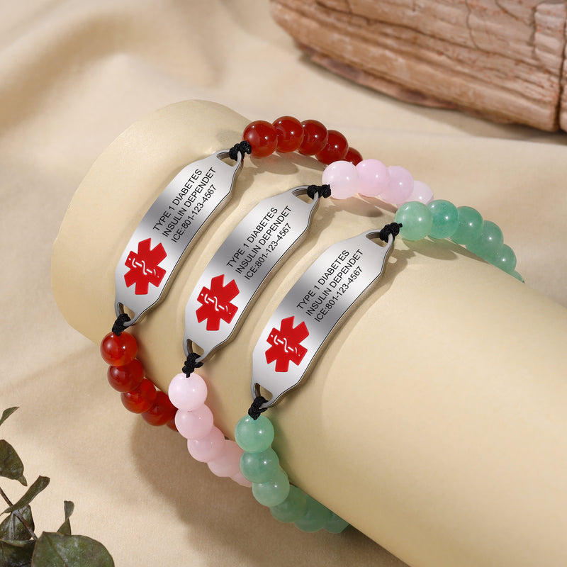 Personalized Beaded Medical ID Bracelet