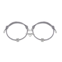 Personalized Initial Couple Rope Bracelets with Heart Magnet