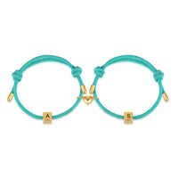 Personalized Initial Couple Rope Bracelets with Heart Magnet