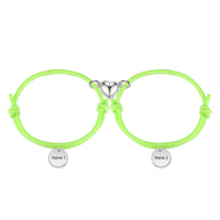 Personalized Name Tag Couple Bracelets with Heart Magnet